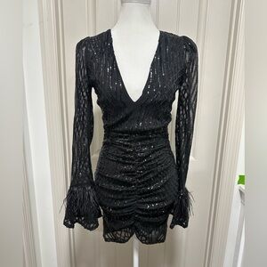Windsor Black Sequin Long Sleeve Dress